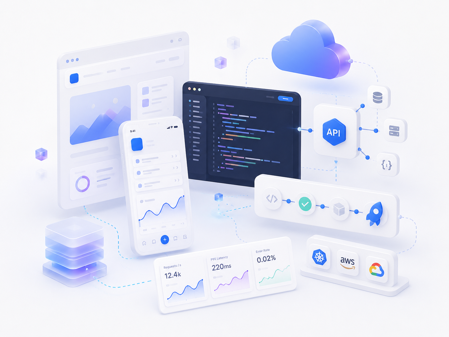 A typed API layer and its test suite running side by side