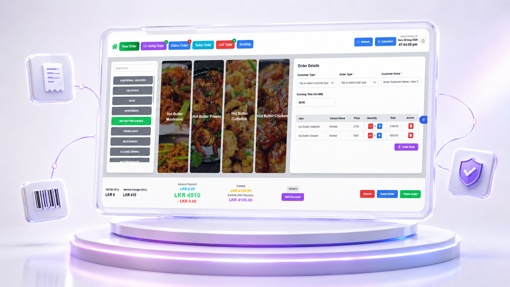 The Kirala Island restaurant management system