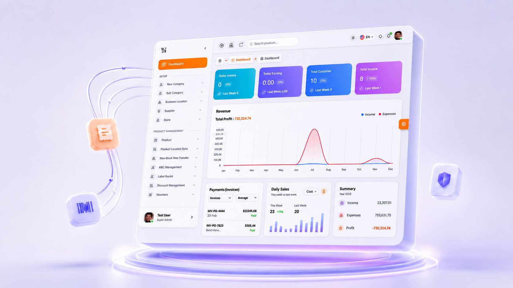The Rathna POS retail management dashboard
